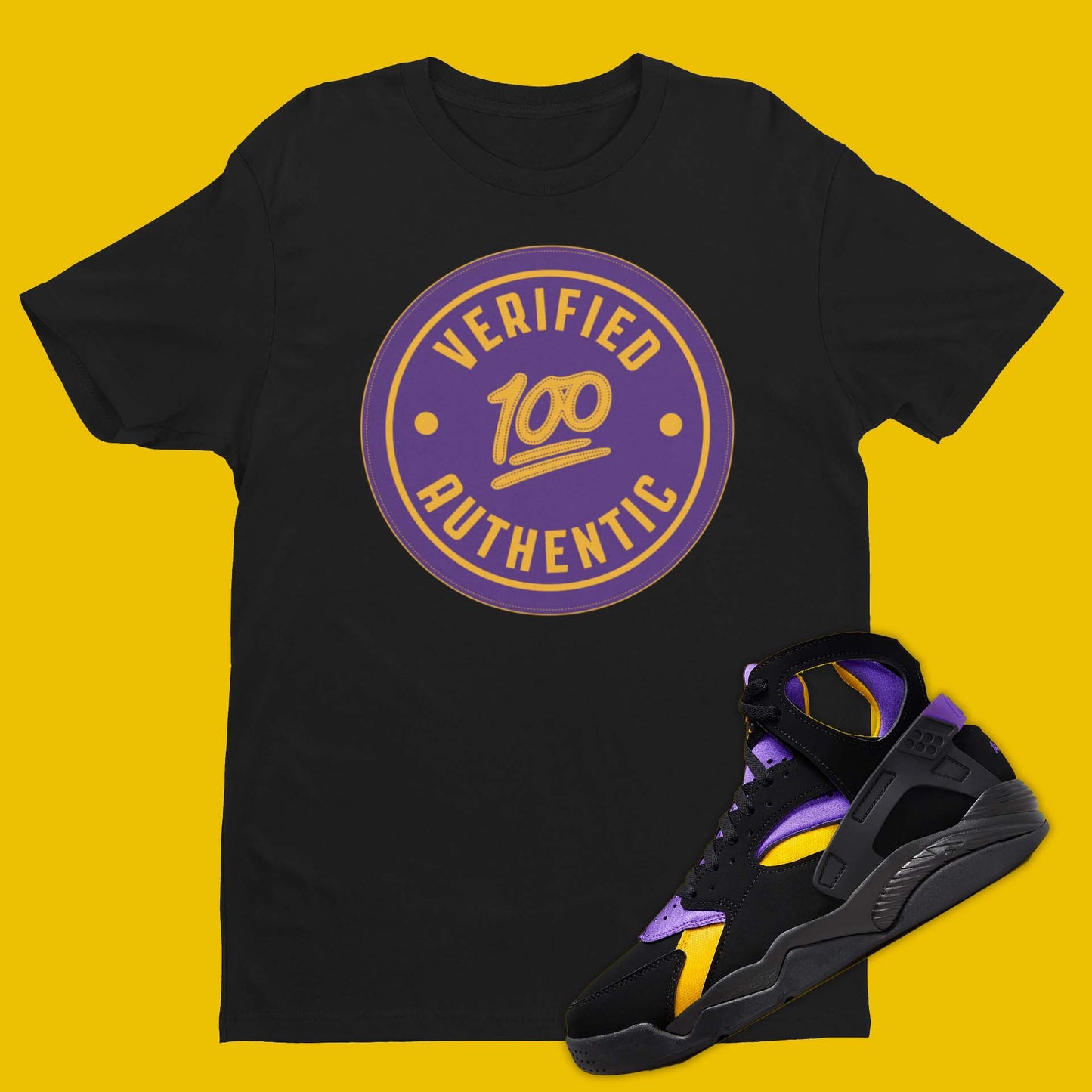 Verified Authetic Nike Air Flight Huarache Lakers Away Matching T-Shirt from SNKADX.