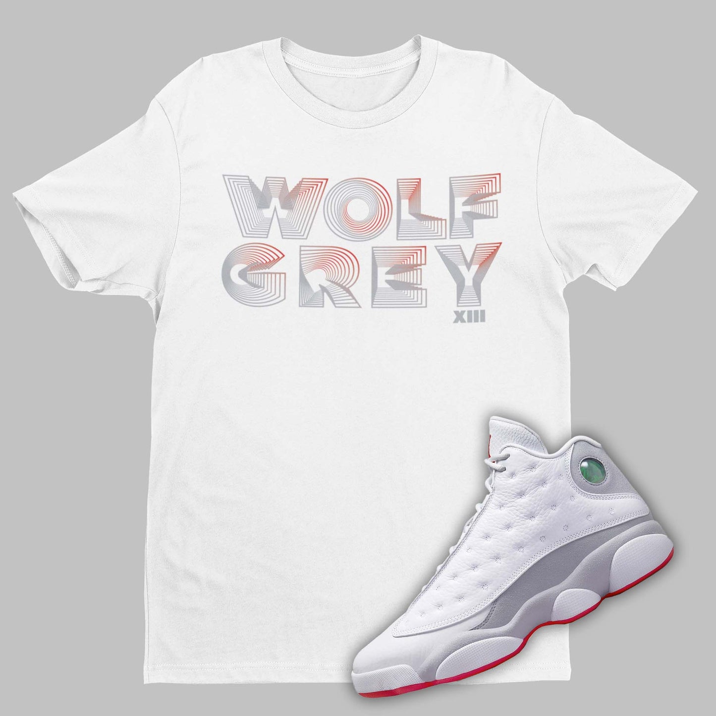 Wolf Grey 3D Air Jordan 13 Wolf Grey Matching T-Shirt from SNKADX