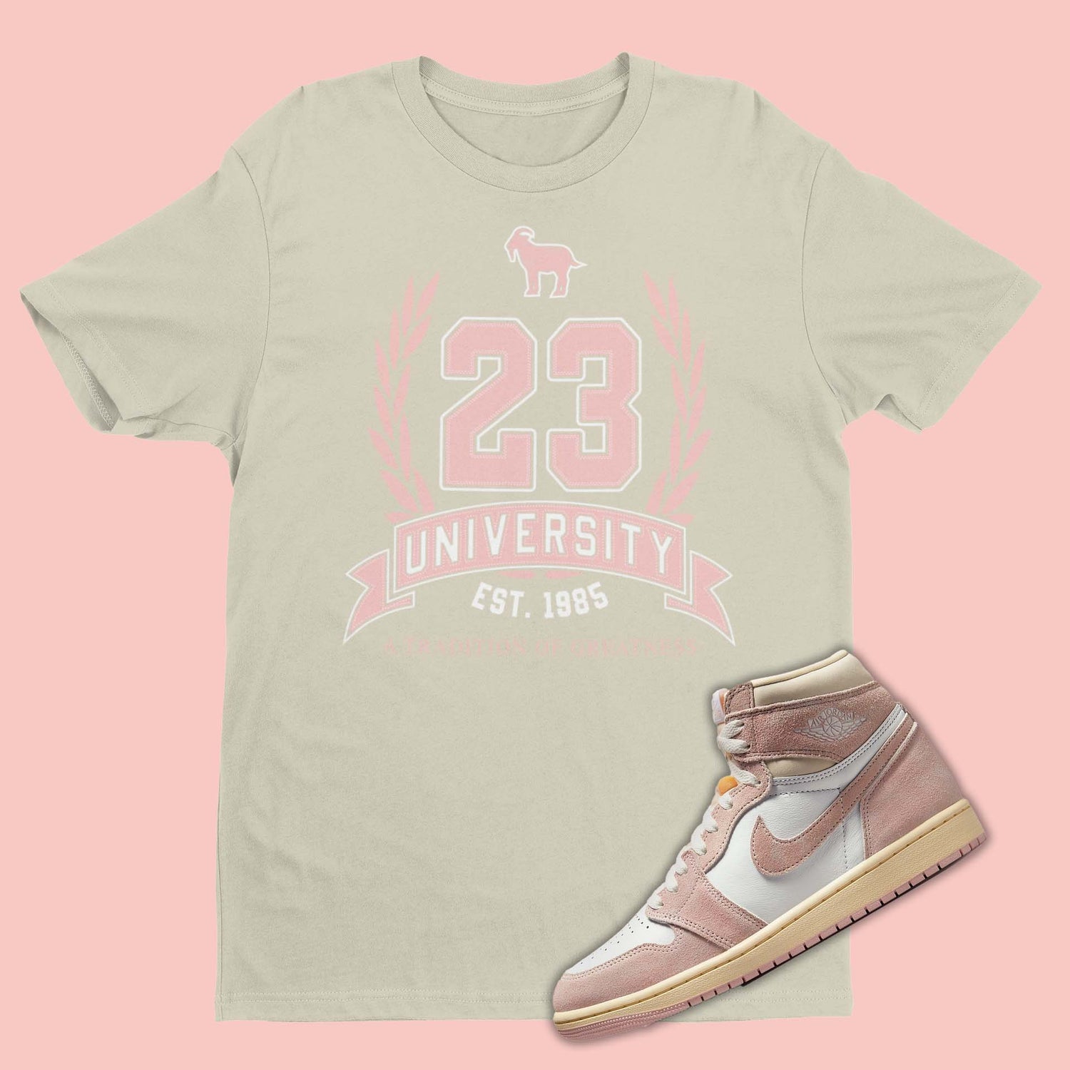 23 University Jordan 1 Washed Pink Matching T-Shirt