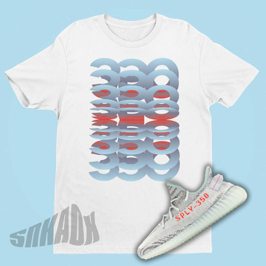 350 Stack Mirror 3d Design Shirt to match Yeezy 350 Boost Tint Blue