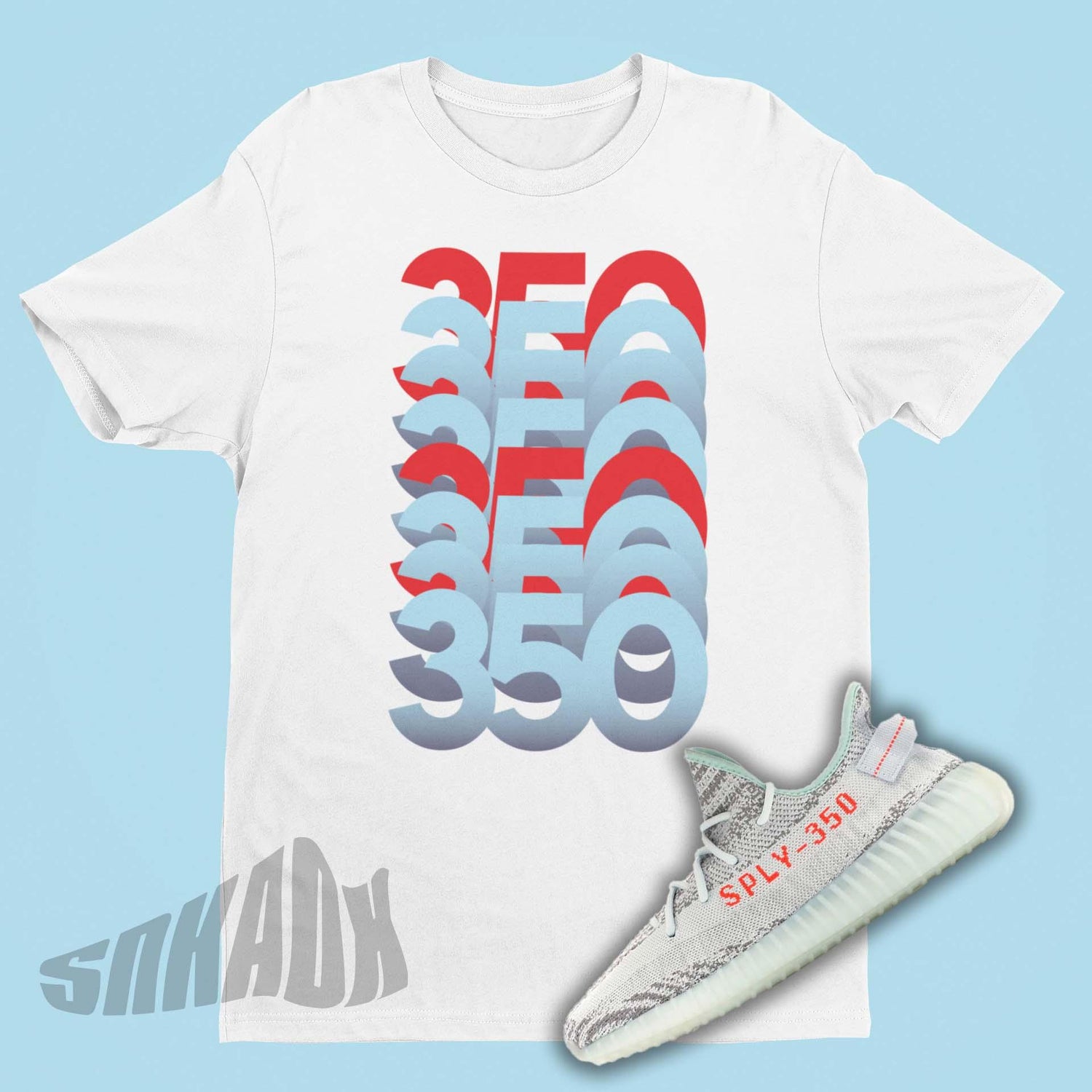 350 Stack Design Tshirt To Match Yeezy 350 Boost V2 Blue Tint