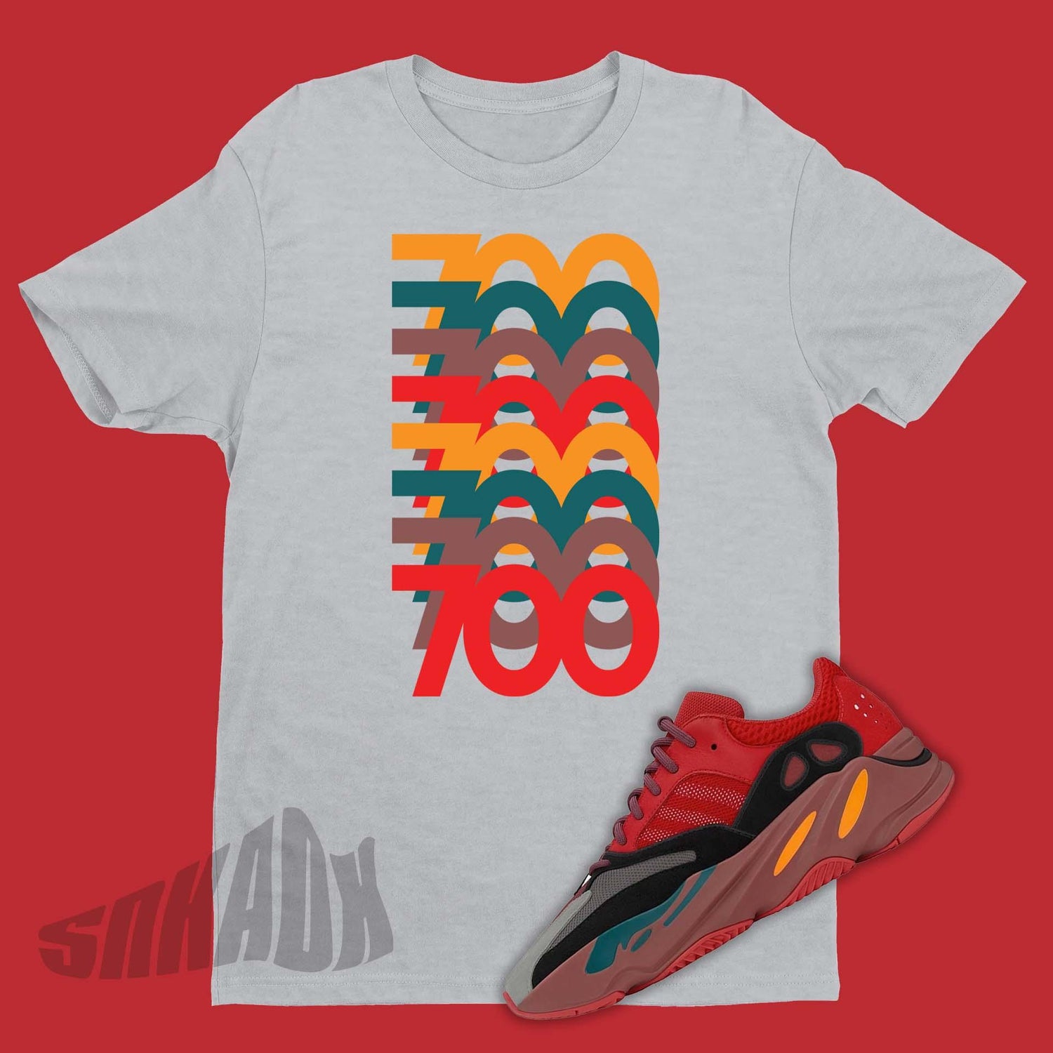700 Stack Shirt To Match Yeezy Boost 700 Hi-Res Red - SNKADX