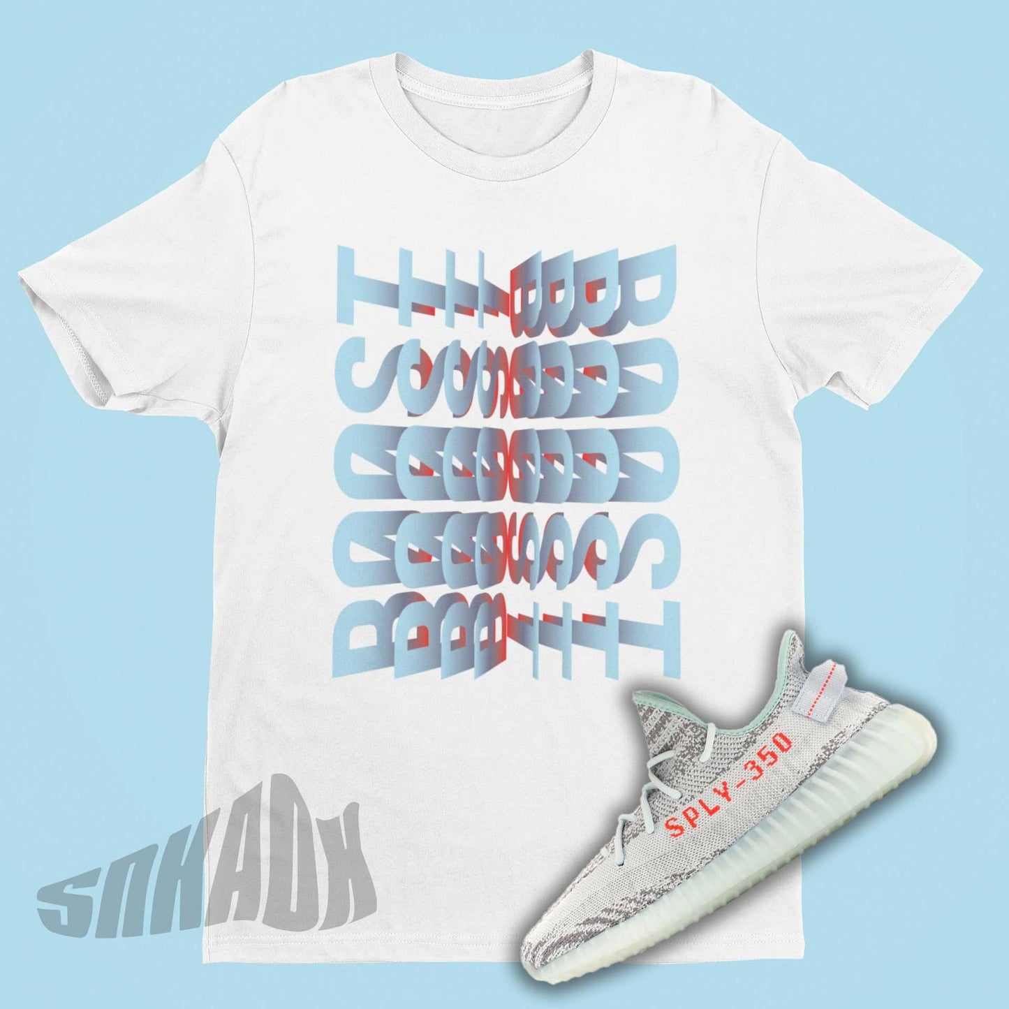 Yeezy 350 Boost Mirror Shirt to match Yeezy 350 Boost V2 Blue Tint