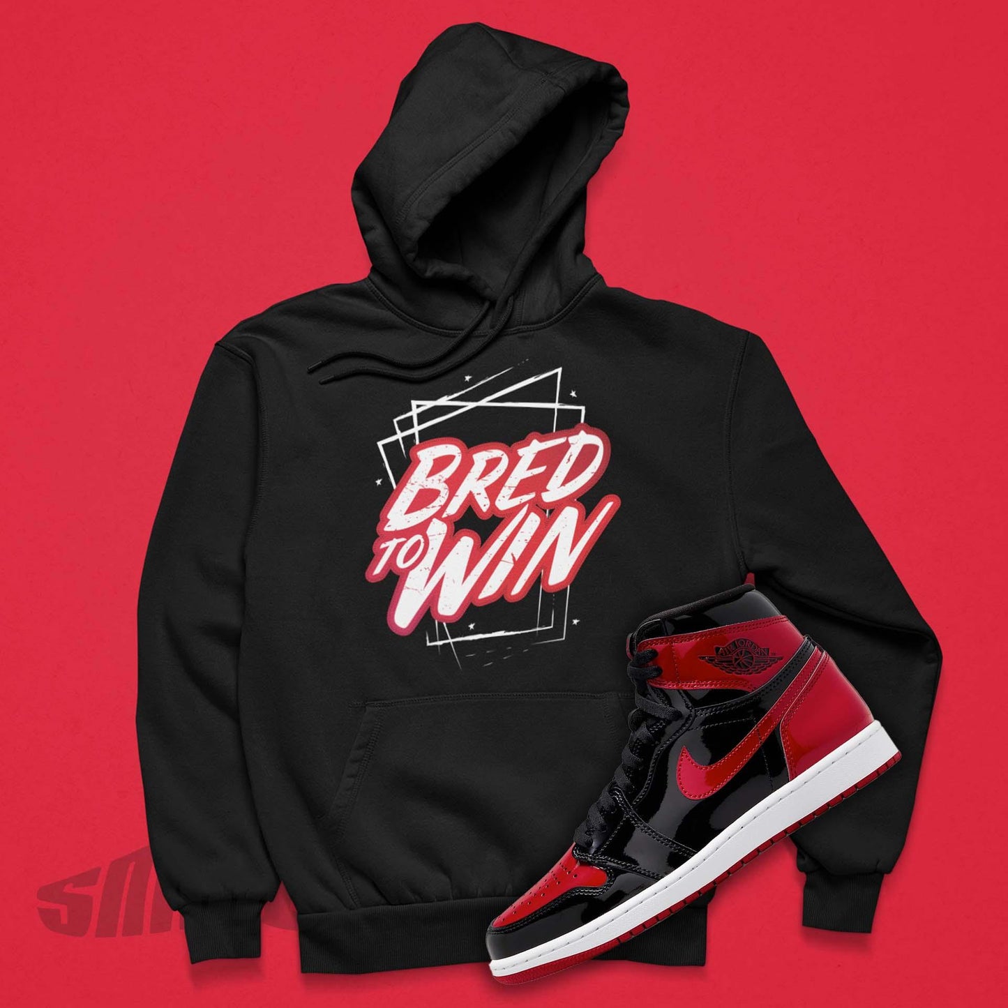Bred to Win Hoodie to match Air Jordan 1 Patent Bred
