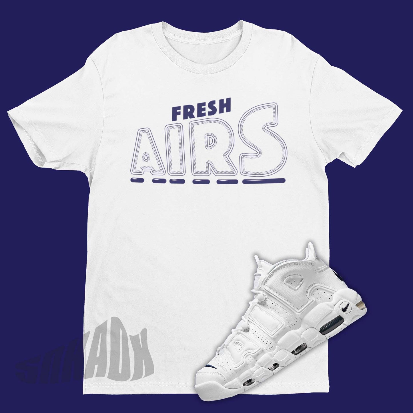 Fresh Airs Shirt To Match Nike Air More Uptempo White Midnight Navy