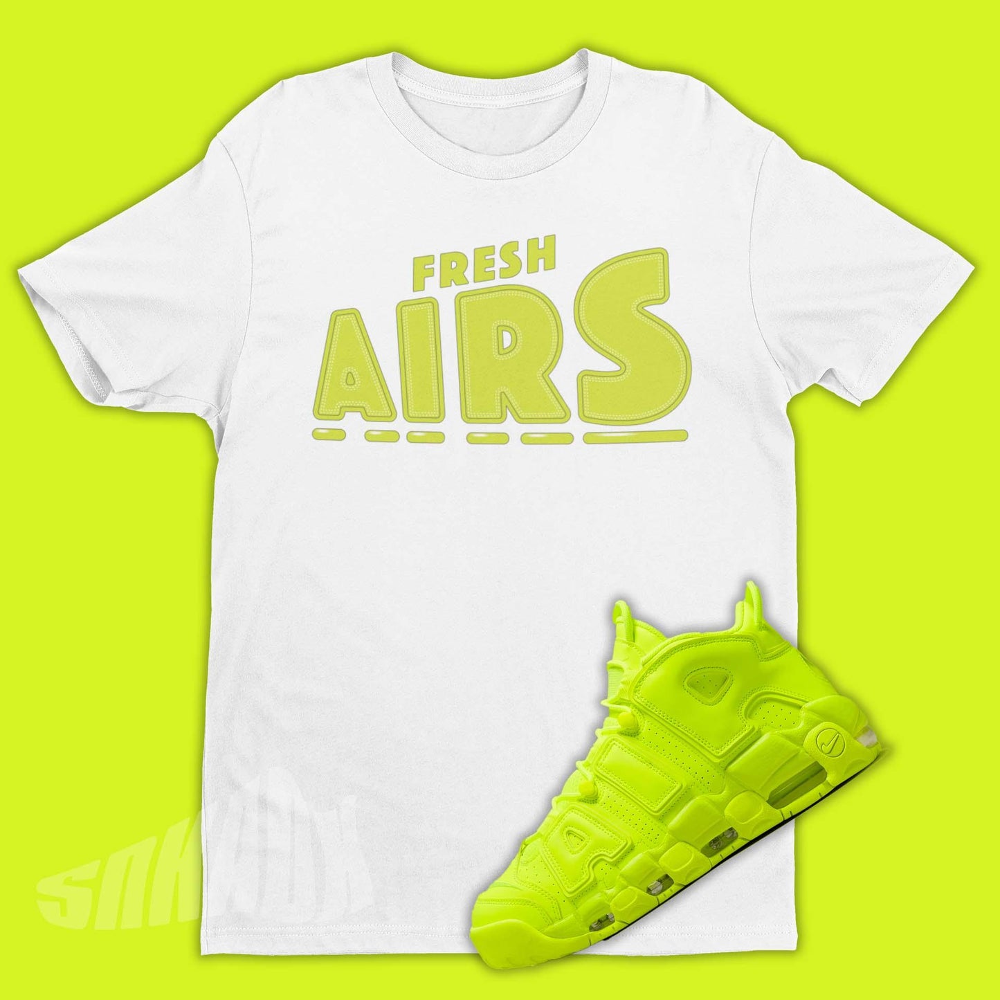 Volt Air More Uptempos - Fresh T-Shirt | SNKADX