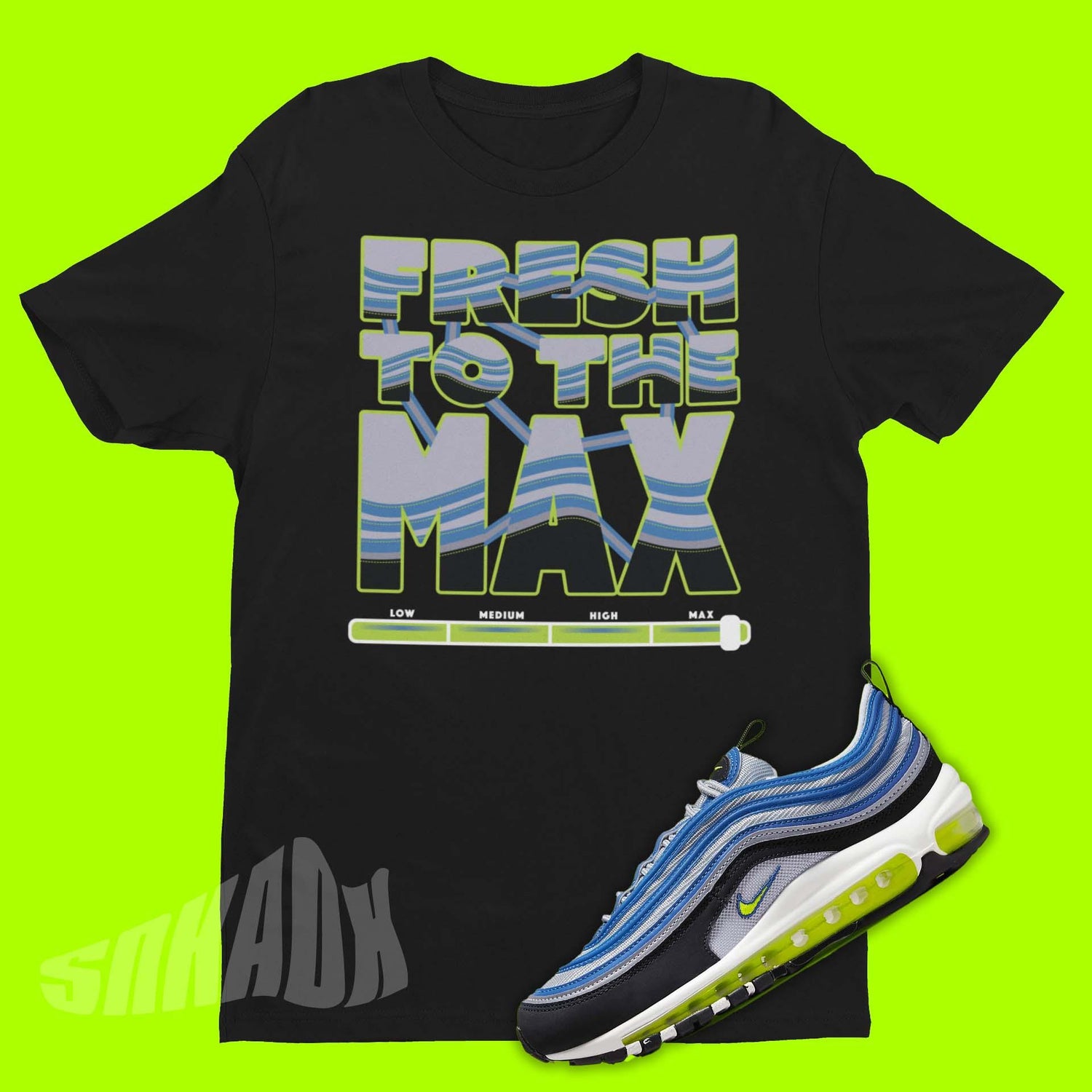 Black Shirt To Match Nike Air Max 97 OG Atlantic Blue Voltage Yellow