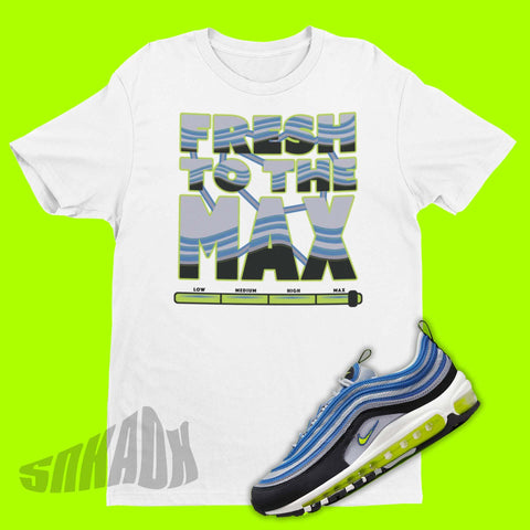 White Shirt To Match Nike Air Max 97 OG Atlantic Blue Voltage Yellow