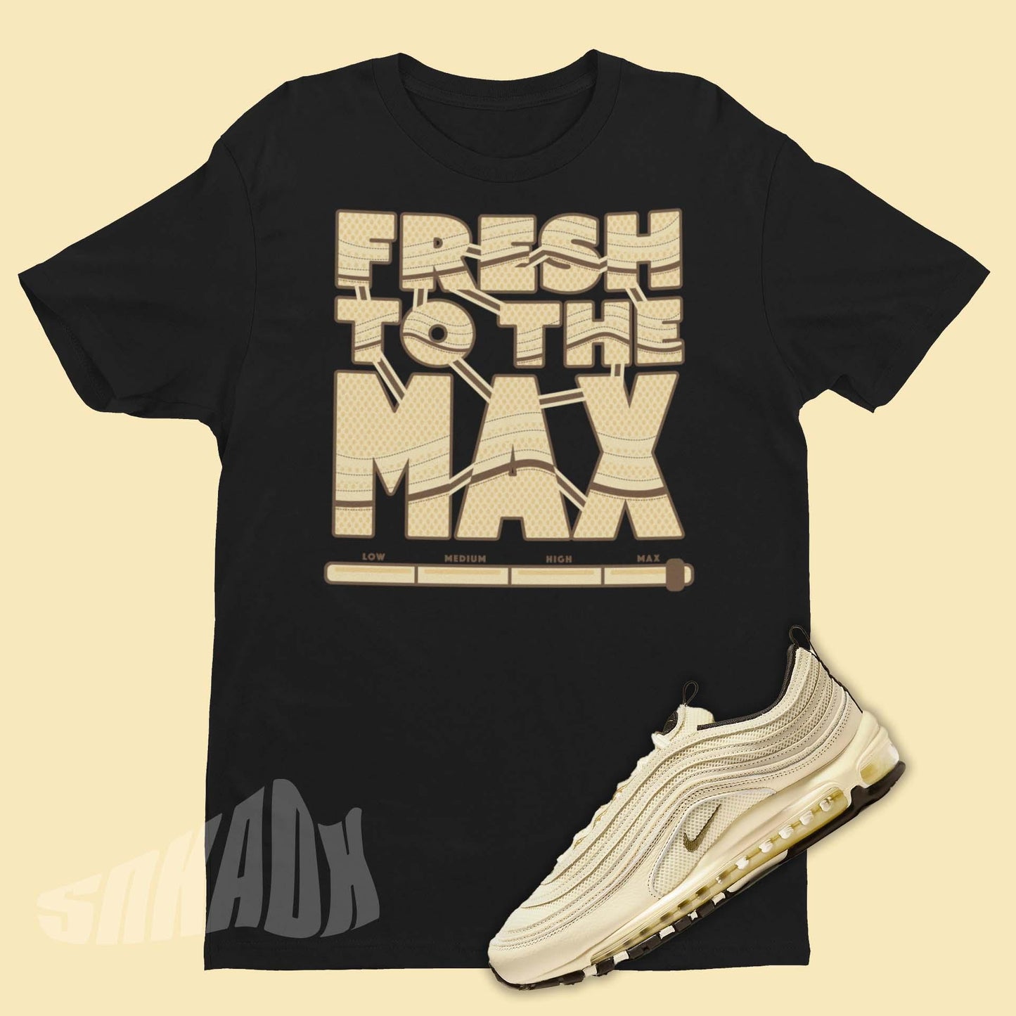 Fresh To The Max Black Shirt To Match Nike Air Max 97 Coconut Milk