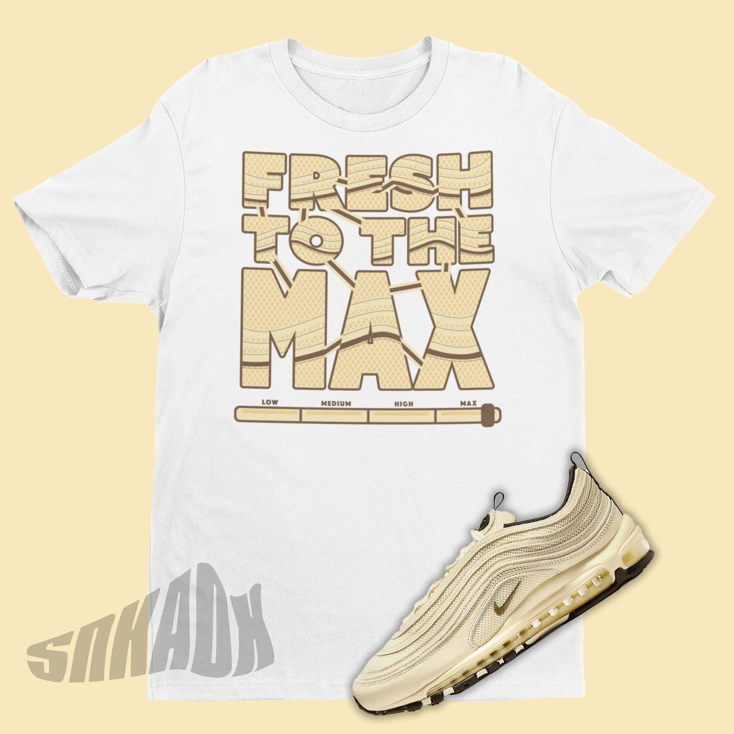 Fresh To The Max White Shirt For Adults To Match Nike Air Max 97 Coconut Milk