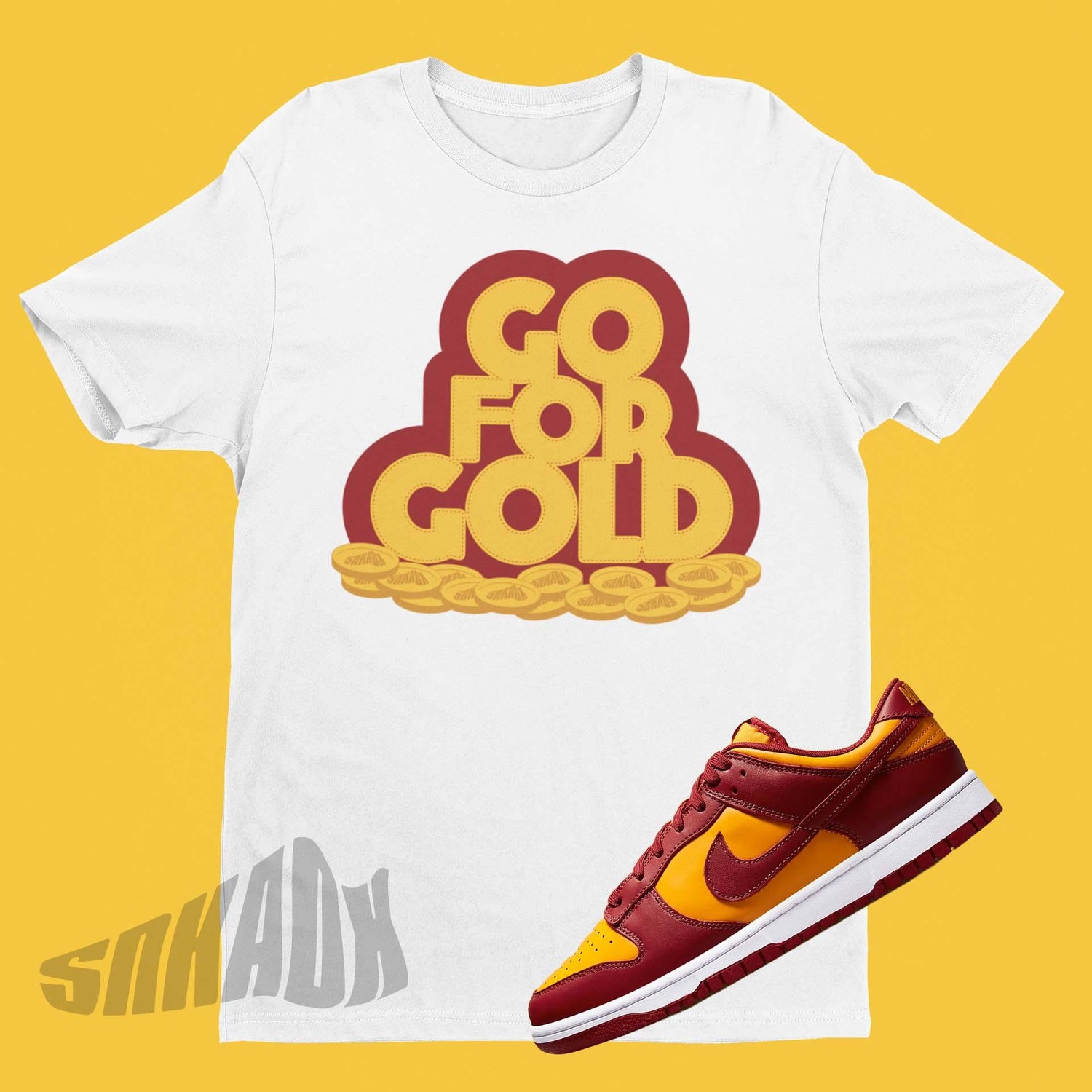 Nike Dunk Midas Gold Matching Shirt With Gold Coins