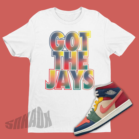 matching jordan multi color shirt