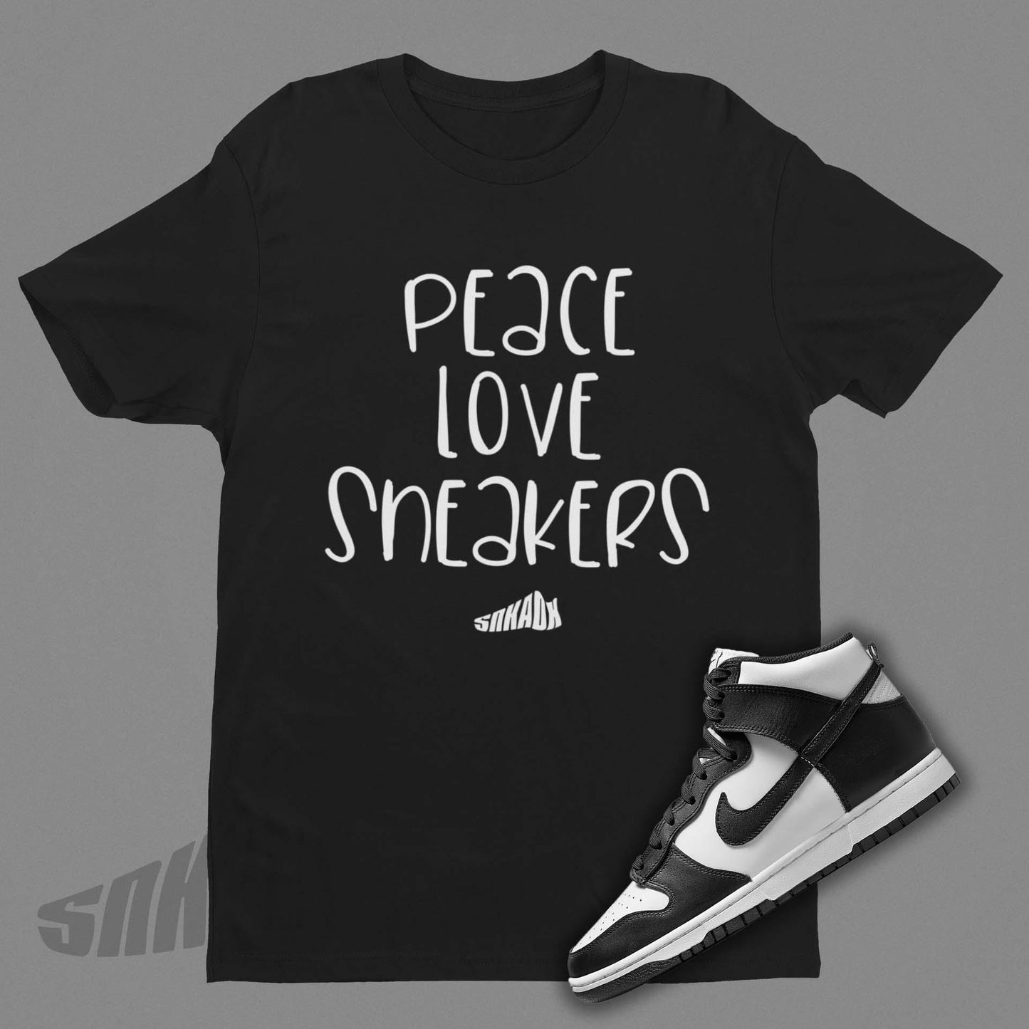 Peace Love Sneakers Shirt matching Nike Dunk Panda