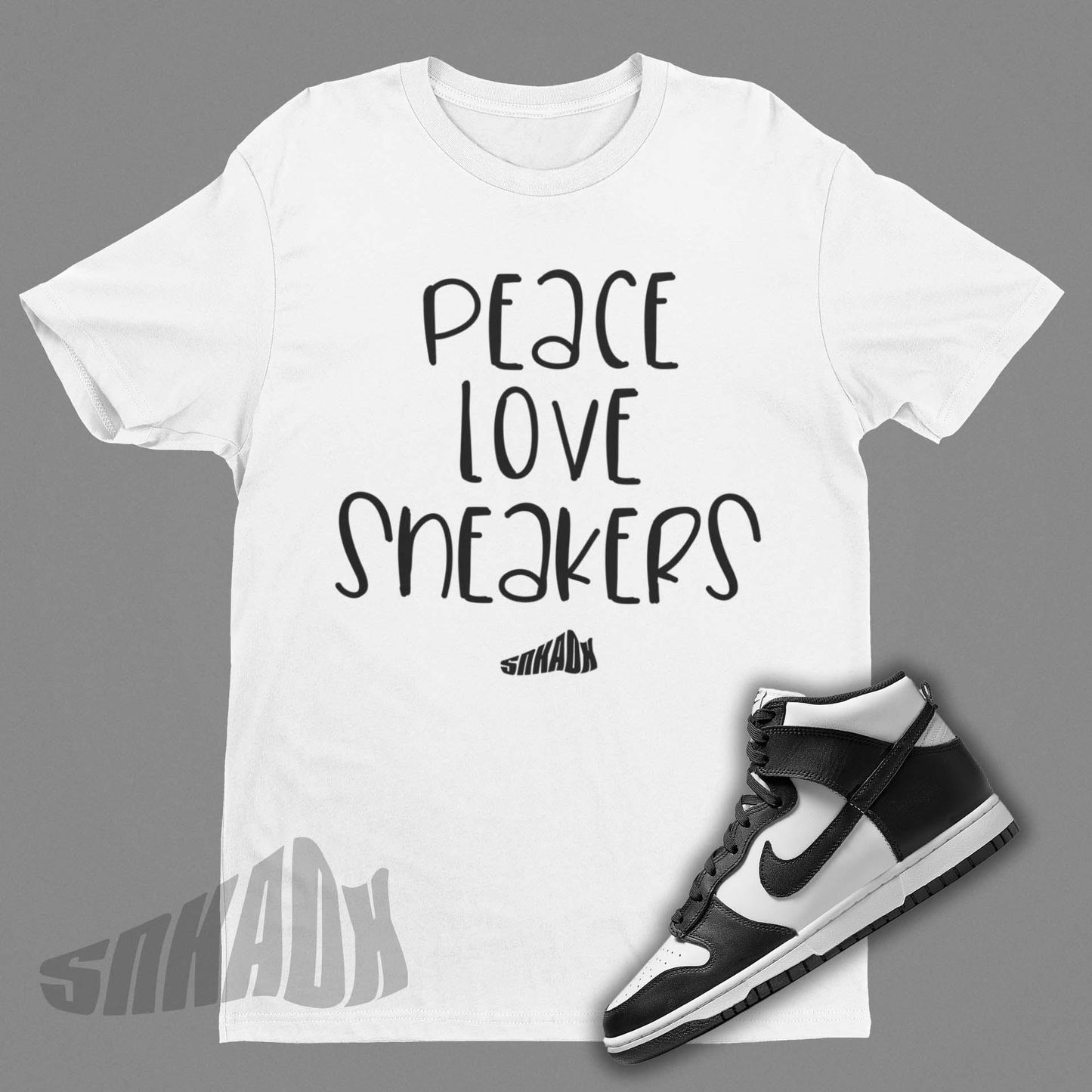 Peace Love Sneakers Shirt matching Nike Dunk Panda