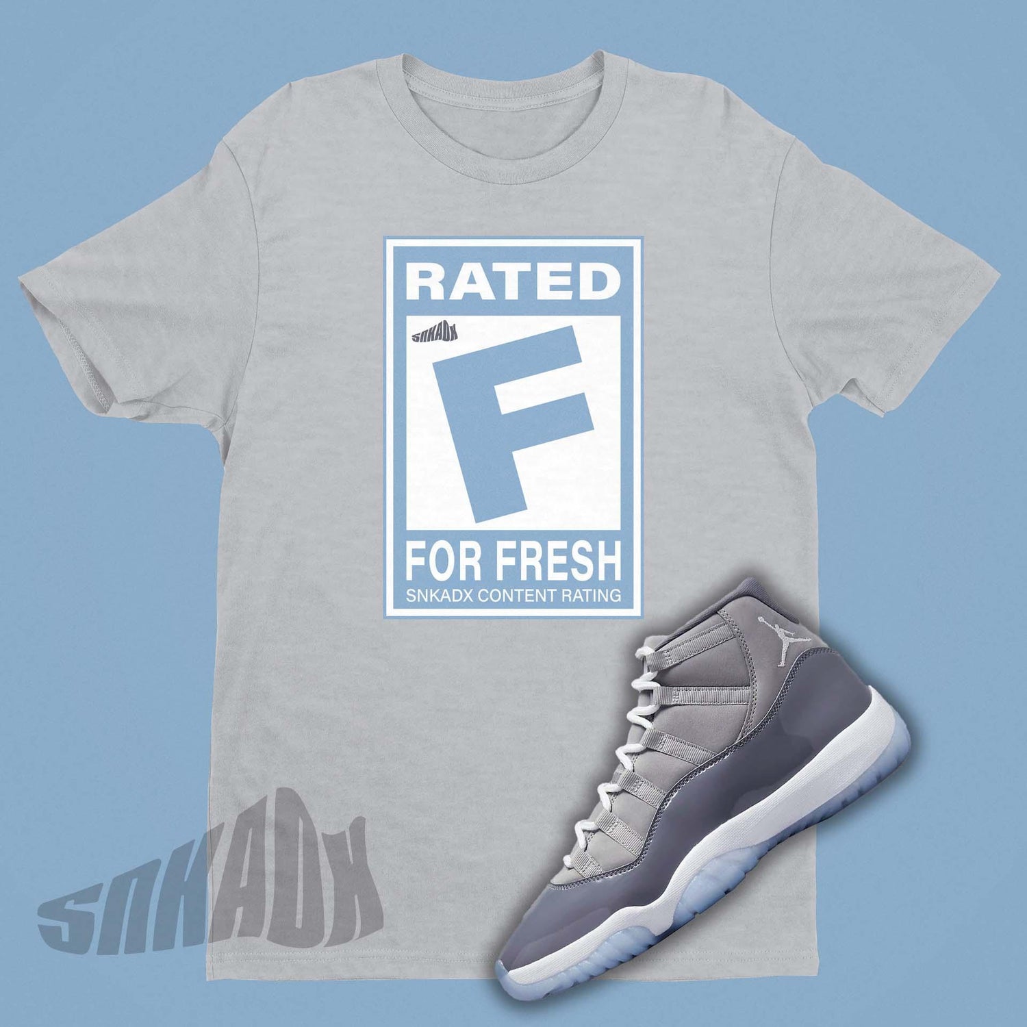 Rated F Gamer Shirt for Sneakerheads Match AJ11 Cool Grey