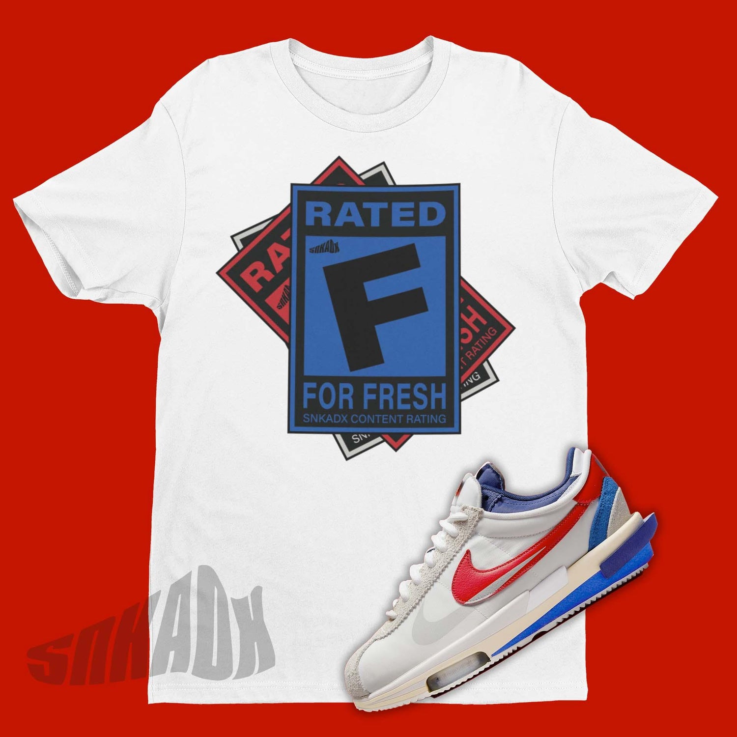 Rated F For Fresh Shirt To Match Nike Sacai Cortez 4.0 White University Red