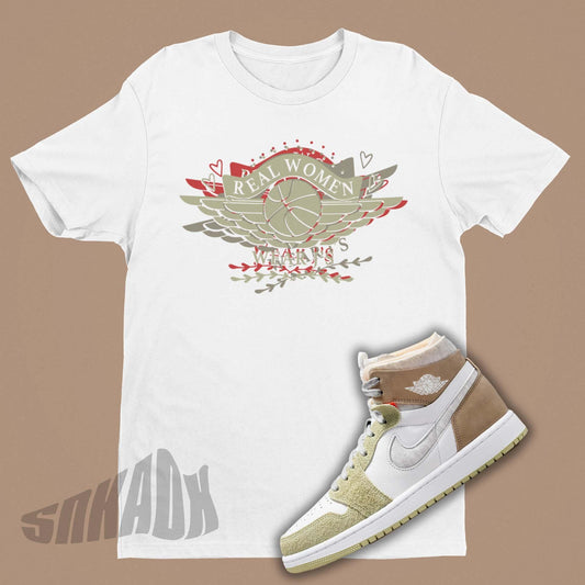 Real Women Wear J's Shirt To Match Air Jordan 1 Zoom CMFT Olive Aura