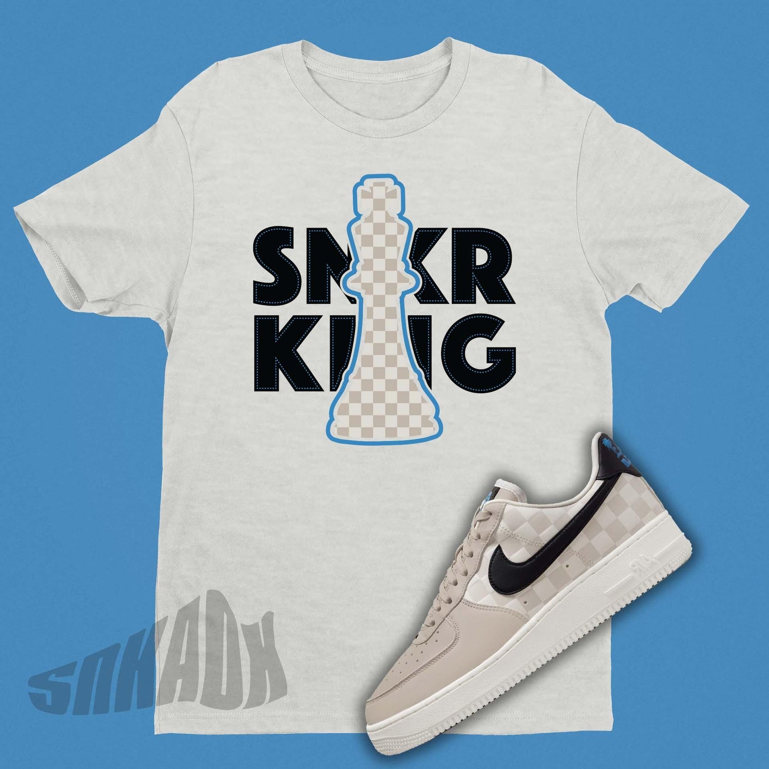Sneaker King Shirt to match Nike Air Force 1 King's Day Chess Board Print King Chess Piece