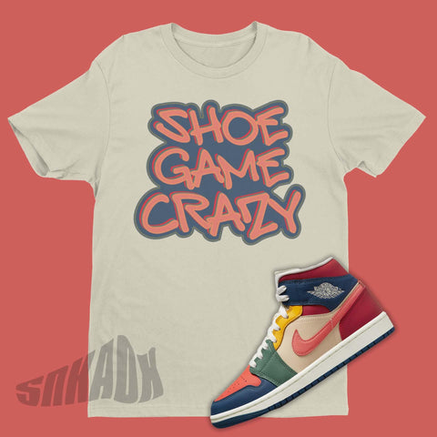 shoe game crazy tee to match multicolor jordan 1s