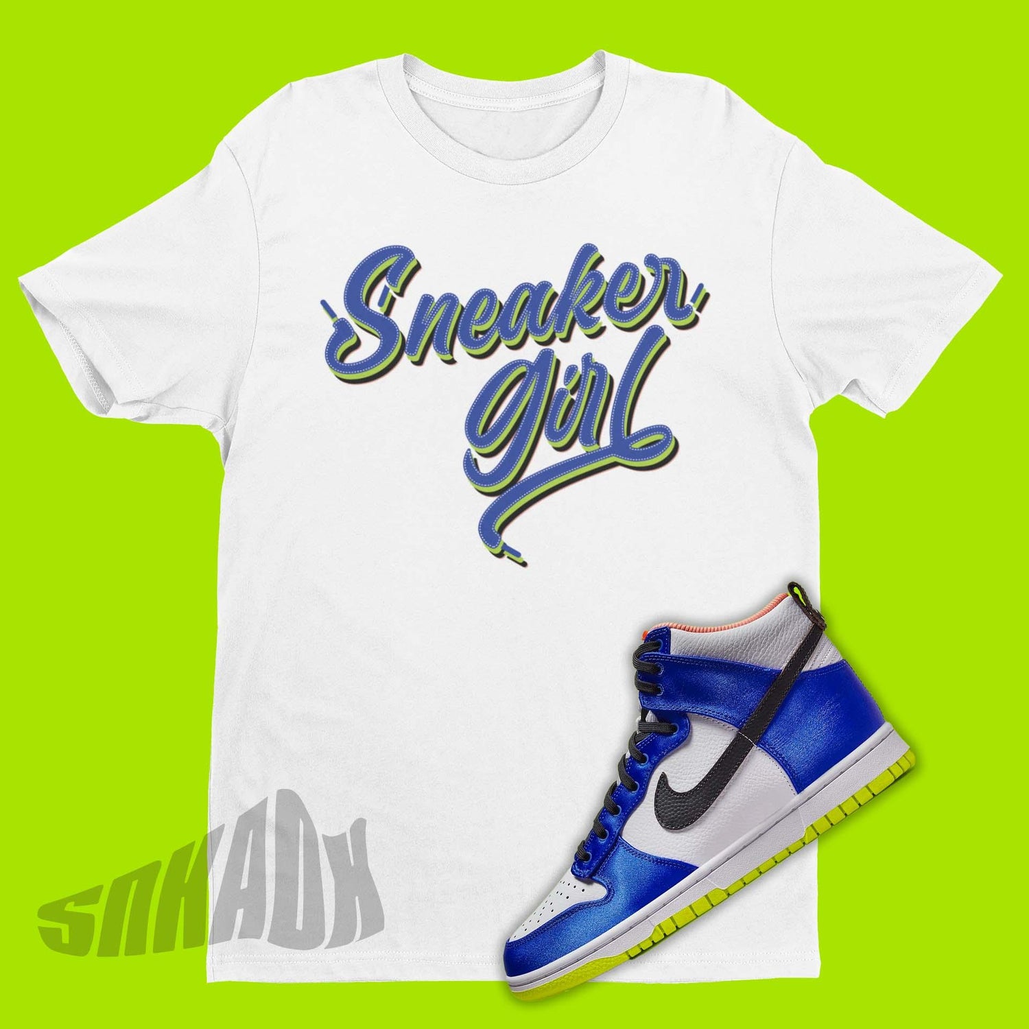 Sneaker Girl Shirt To Match Nike Dunk High Blue Satin