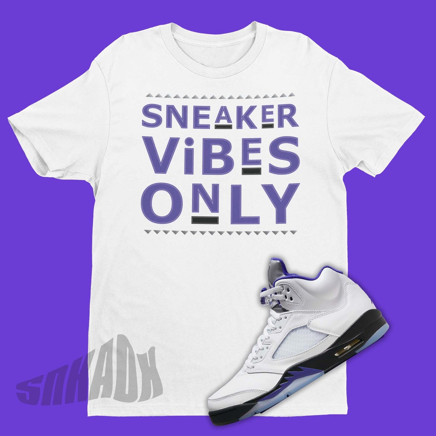 Sneaker Vibes Only Shirt To Match Air Jordan 5 Concord - SNKADX