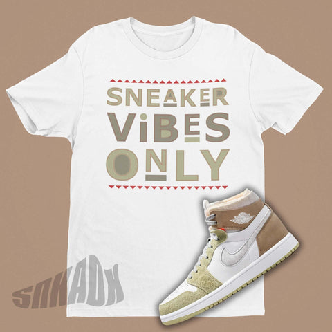 Air Jordan 1 Zoom CMFT Olive Aura Matching Shirt Sneaker Vibes Only