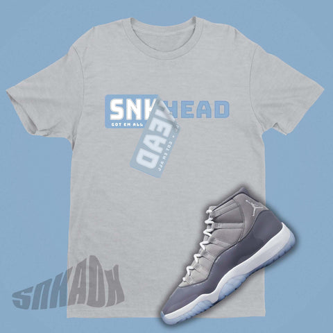 Sneakerhead Sticker Shirt to match Air Jordan 11 Cool Grey
