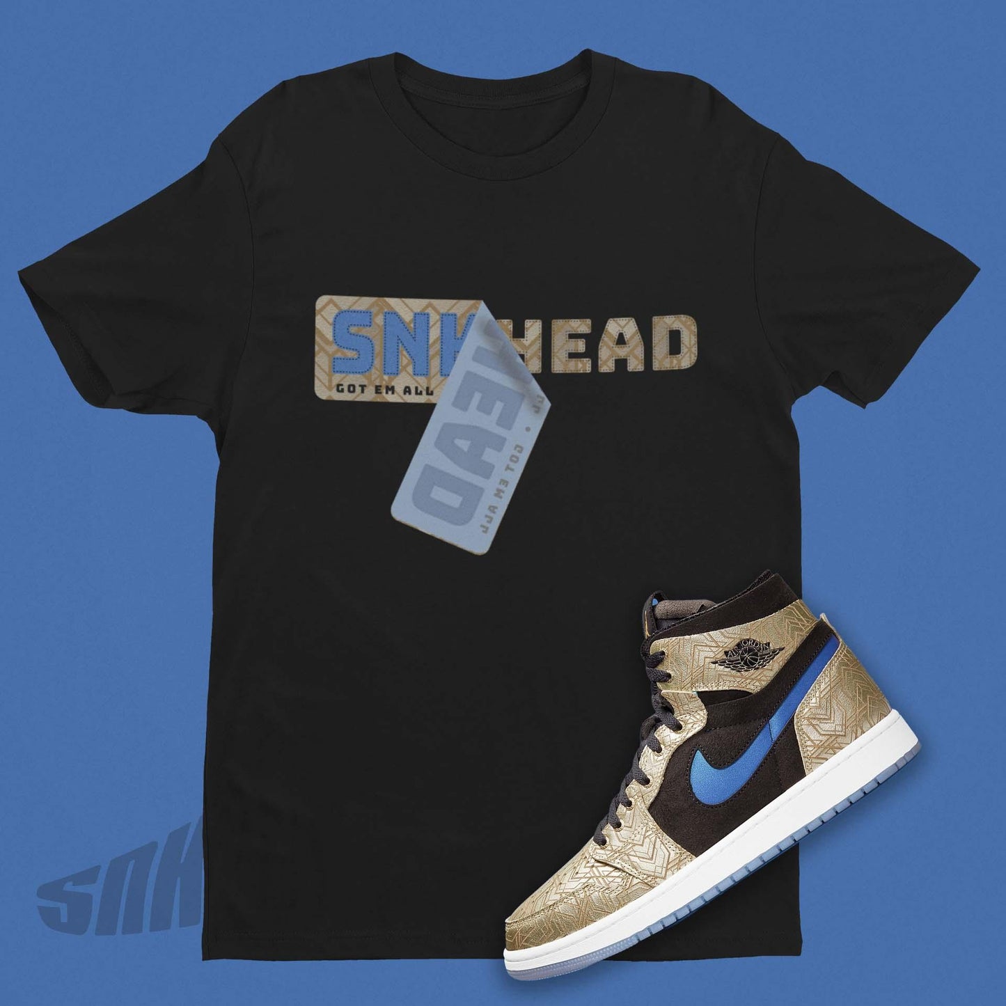 Sneakerhead Sticker Shirt To Match Air Jordan 1 Gold Laser