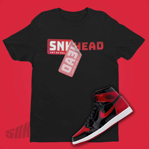 Sneakerhead Sticker Shirt to match Jordan 1 Patent Bred