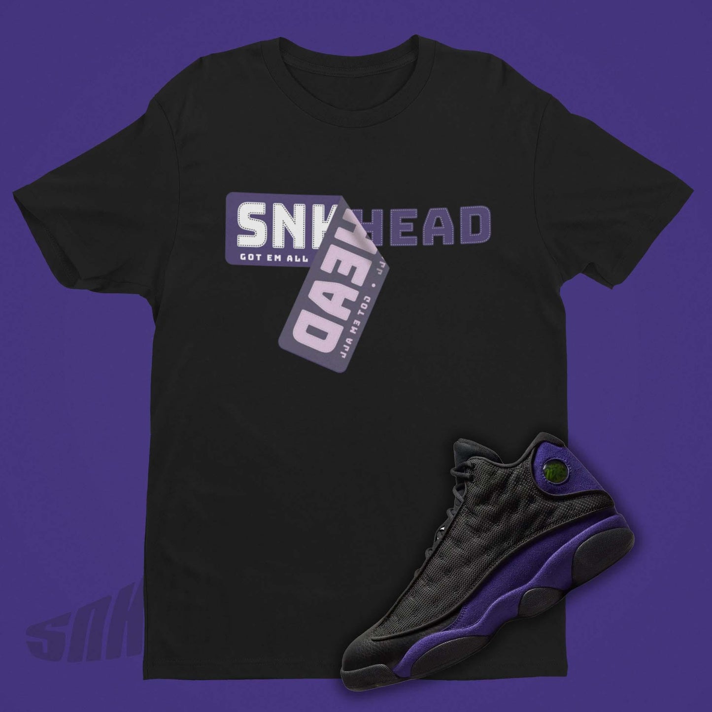 Sneakerhead Sticker Shirt To Match Air Jordan 13 Court Purple