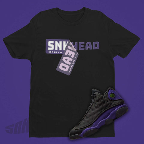 Sneakerhead Sticker Shirt To Match Air Jordan 13 Court Purple