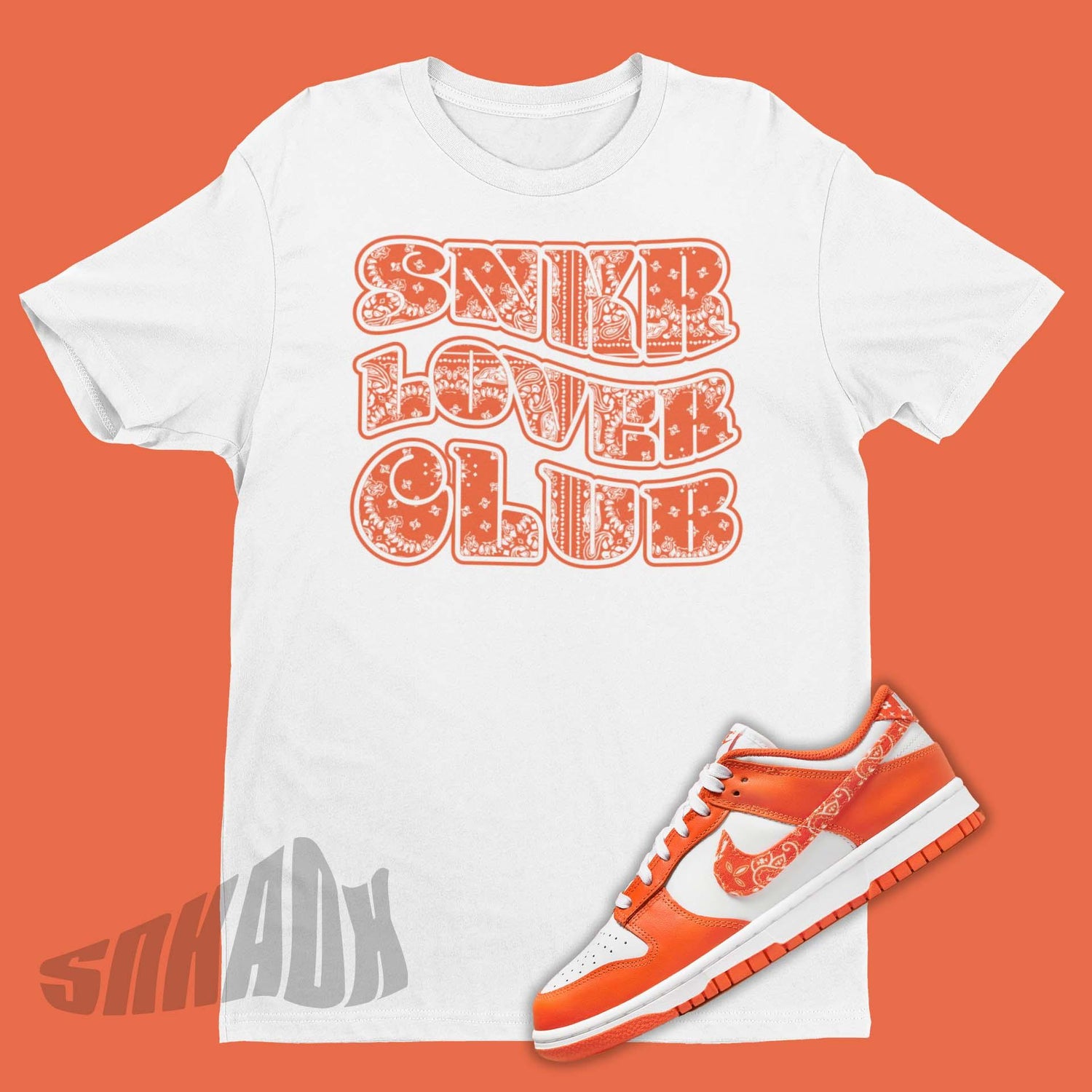 Snkr Lover Club Wavy Font Shirt To Match Nike Dunk Low Essential Paisley