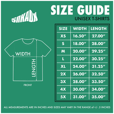 T-Shirt Size Guide For Unisex Shirts