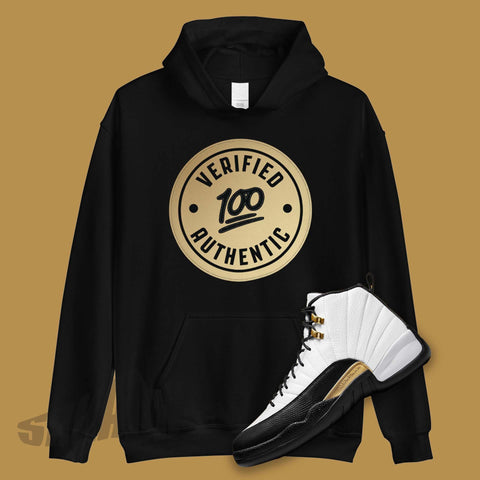 Verified Authentic with Gold Print on Black Hoodie