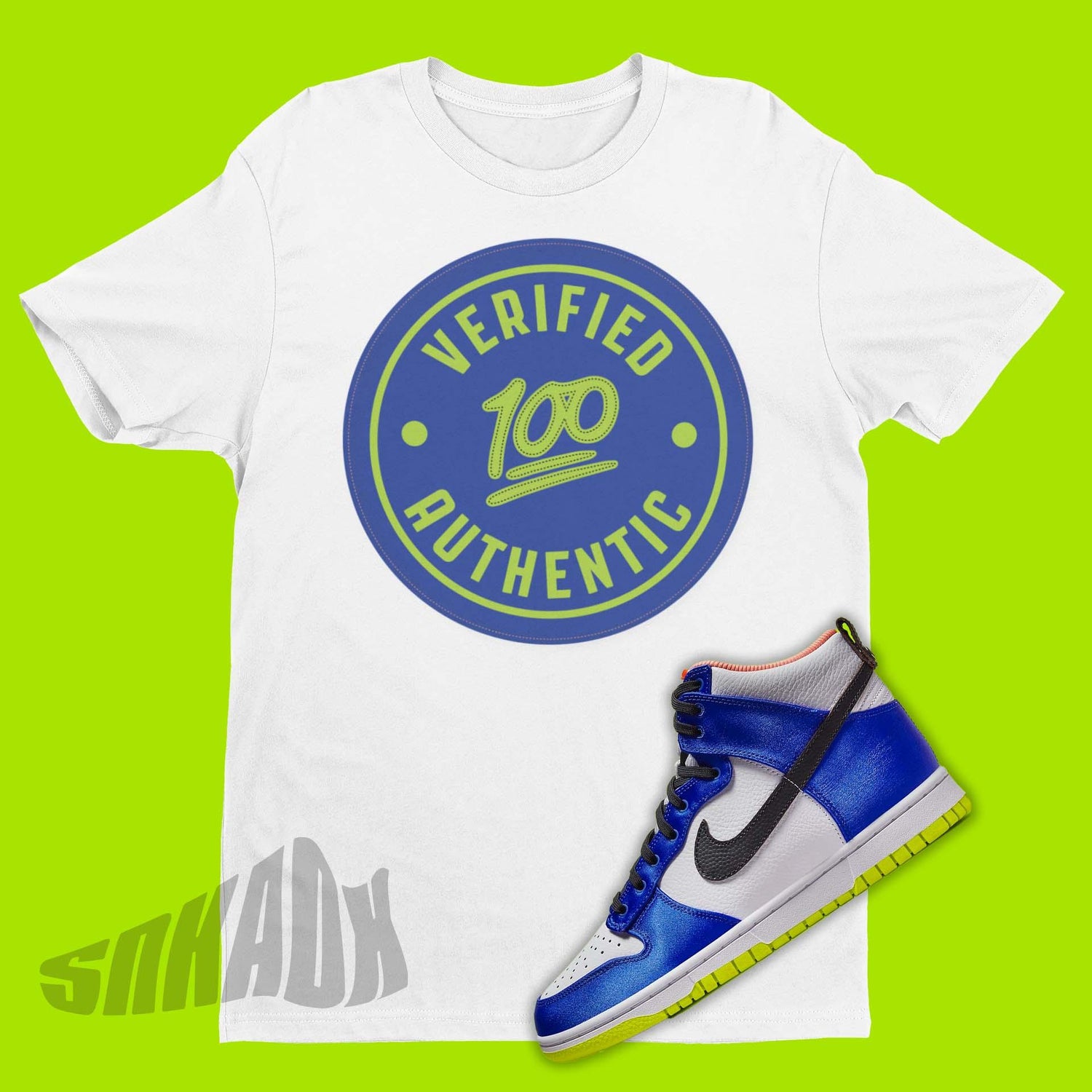 Verified Authentic Shirt To Match Nike Dunk High Blue Satin