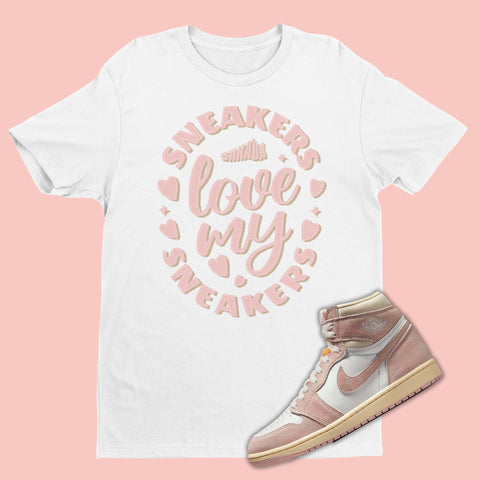 This sneaker match tee is the perfect shirt to match your Air Jordan 1 High Washed Pink. This Retro 1s sneaker match tee will make a great gift for sneakerheads or sneaker collectors. Sneaker match tee for Style Code: FD2596-600. Check out our latest Jordan matching shirts and more shirts to match the Washed Pink 1s available now!