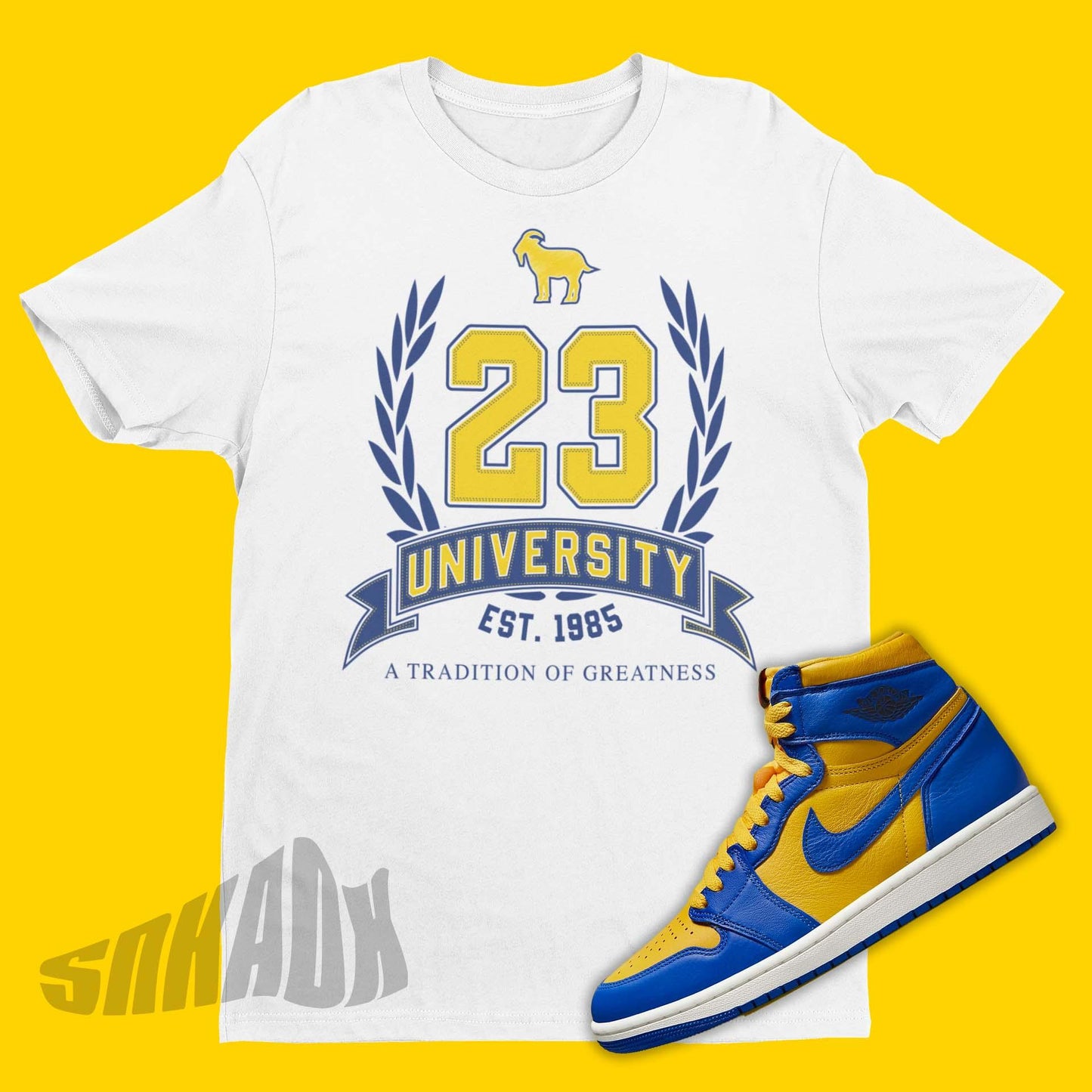 23 University Air Jordan 1 Reverse Laney Sneaker Matching Tee Shirt