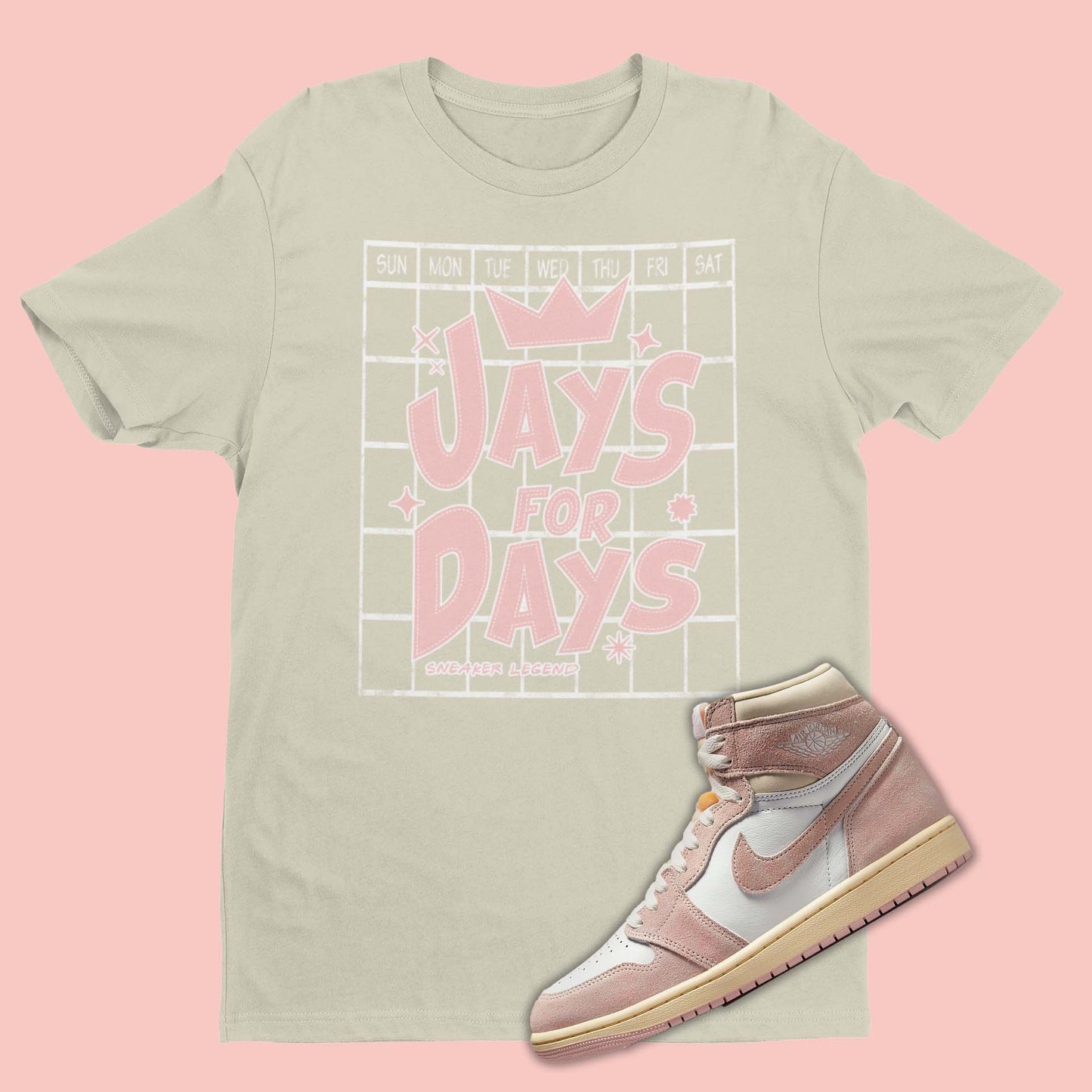 Jays For Days Jordan 1 Washed Pink Matching T-Shirt