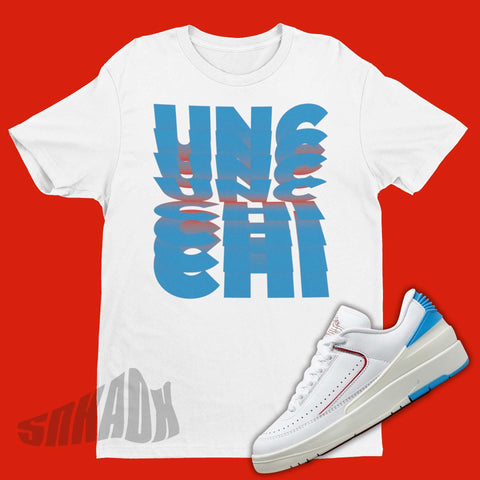 UNC CHI Stacked Air Jordan 2 UNC To Chi Sneaker Matching Shirt