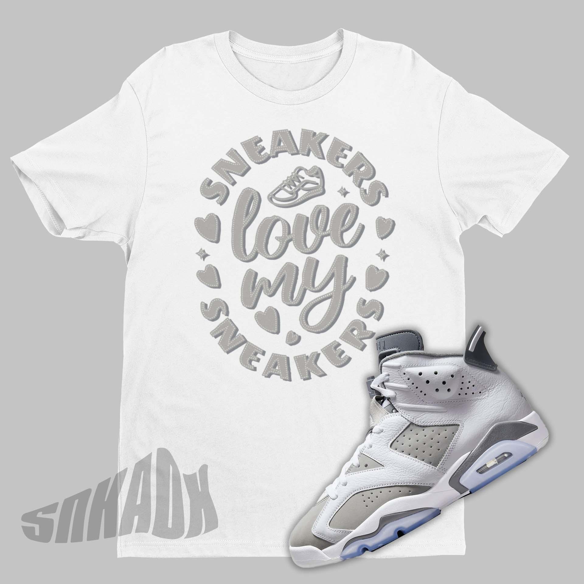 Love My Sneakers Air Jordan 6 Cool Grey Sneaker Matching Tee Shirt - White / S - T-Shirt