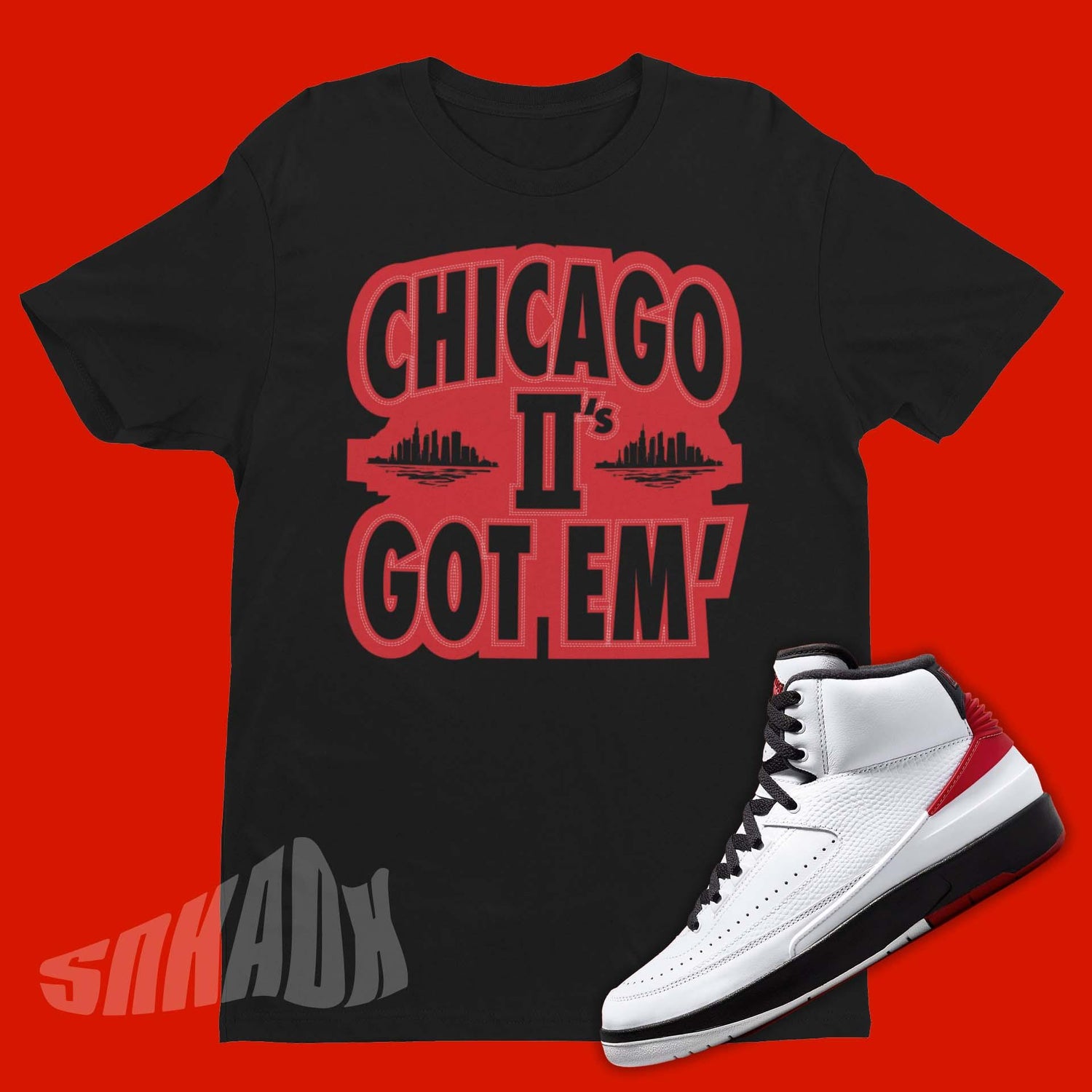 Black Shirt To Match Air Jordan 2 OG Chicago