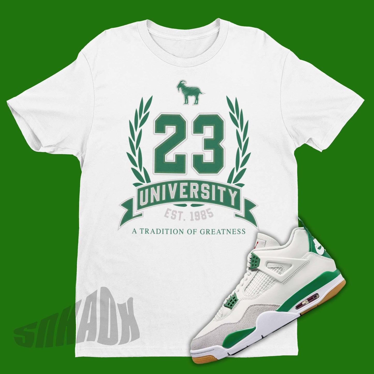23 University Air Jordan 4 SB Pine Green Sneaker Matching Shirt