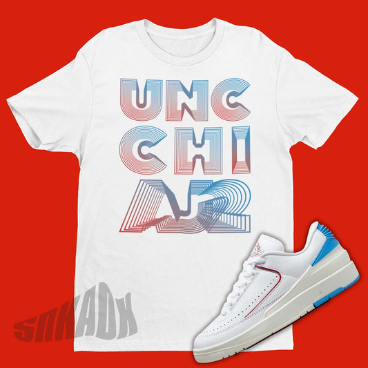 UNC CHI 3D Air Jordan 2 UNC To Chi Sneaker Matching Shirt