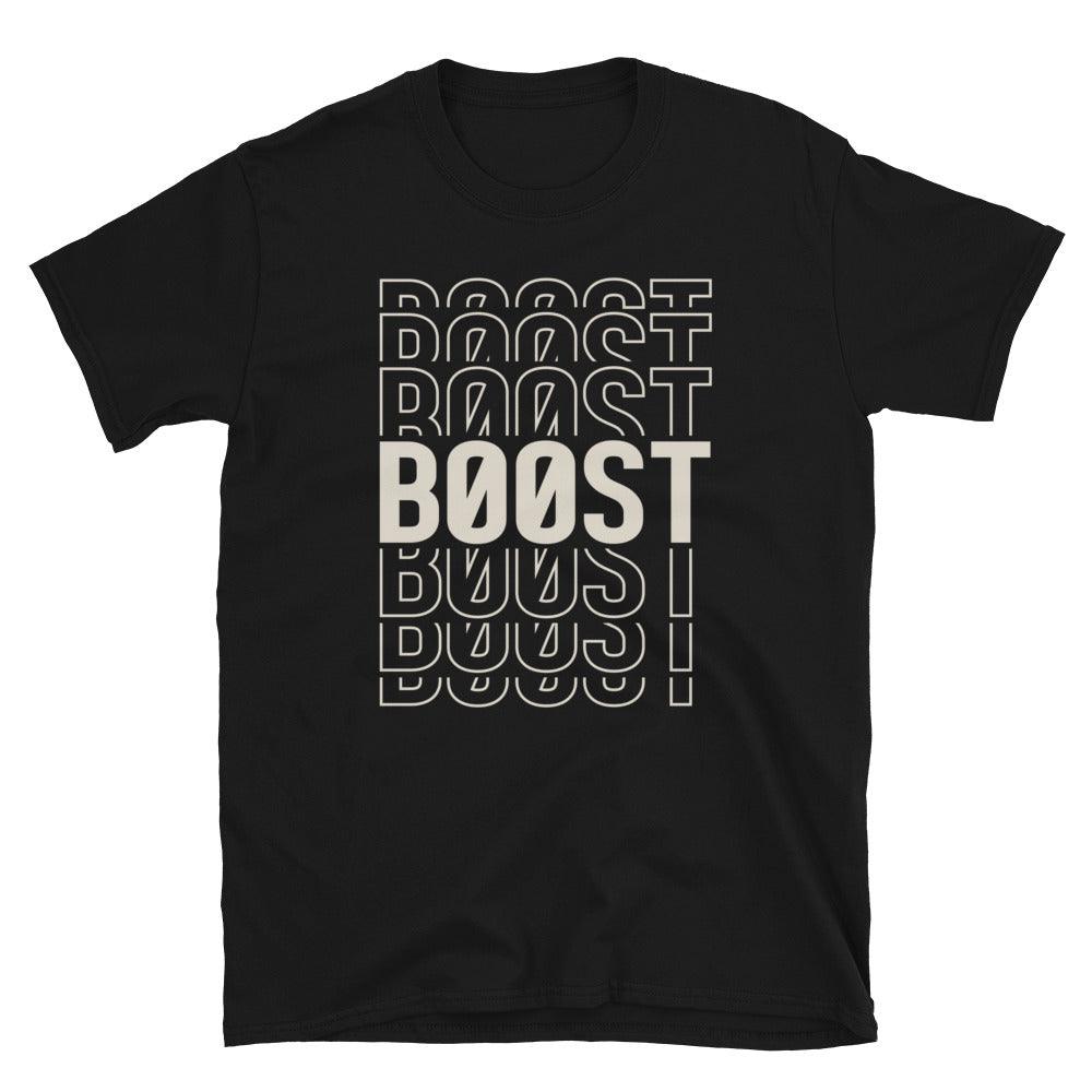 Boost Stack Cross Stitch Shirt To Match Yeezy 350 V2 Oreo - SNKADX